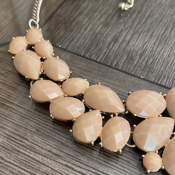 Boutique Style Taupe - Tan Gem Statement Necklace - Picture 3 of 16